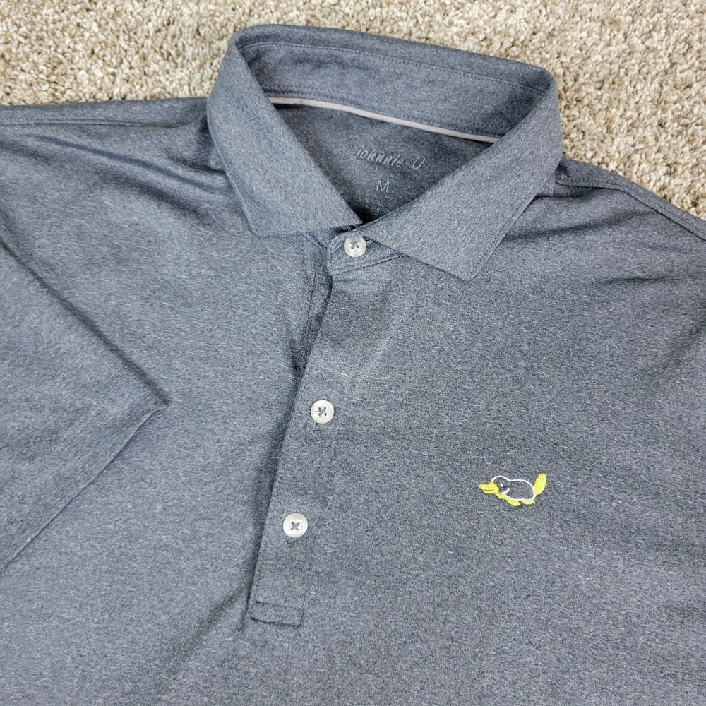 Johnnie O Mens Medium Solid Gray Performance Stretch Golf Polo Short Sleeve